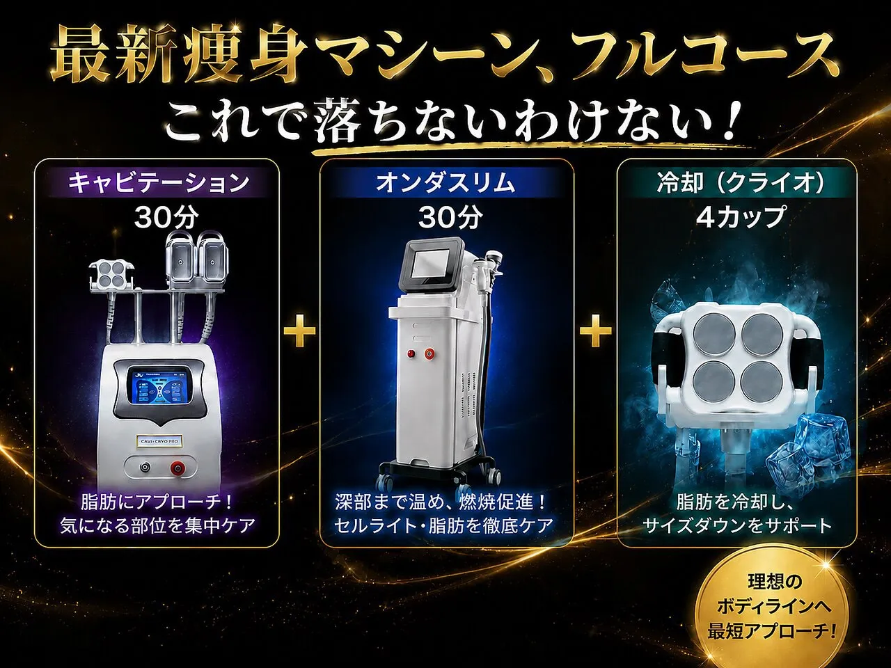 キャビテーション、オンダスリム、冷却4カップのフルコース